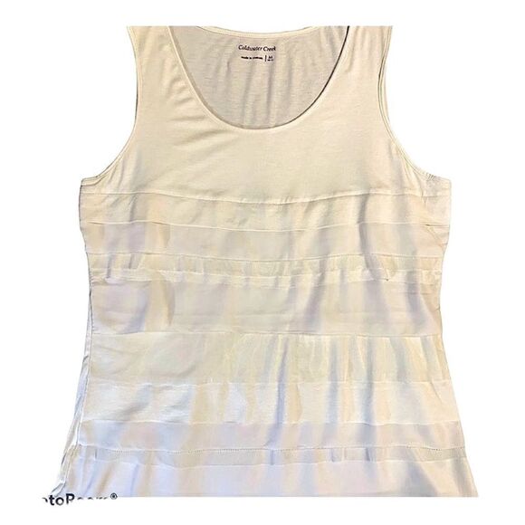 Mixed Media Layered Cream Tank Top - Picture 1 of 6